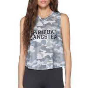 Spiritual Gangster Camo Print Active Crop Tank Top